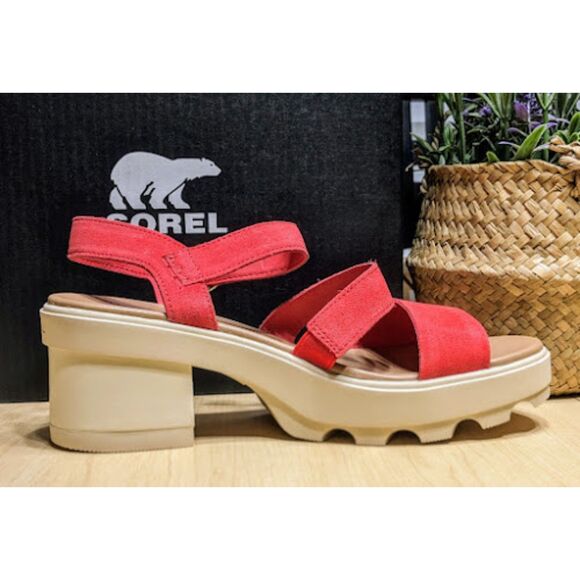 SOREL Red Glo Joanie Heel Ankle Strap Platform Sandals Women's 9.5 NIB - Picture 9 of 14